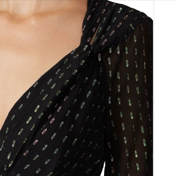 Chelsea and Walker Iman Metallic Silk Blouse Top - Picture 2 of 14